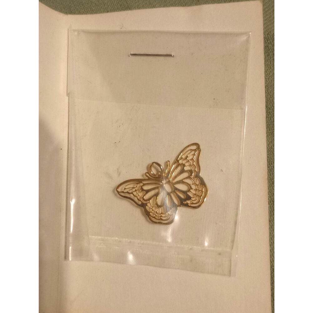 Small 24 k Gold Butterfly Charm | NWT Original Card | Jewelry Craft Gift Idea